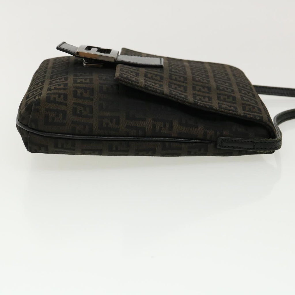 FENDI Zucchino Canvas Shoulder Bag Brown rd2894