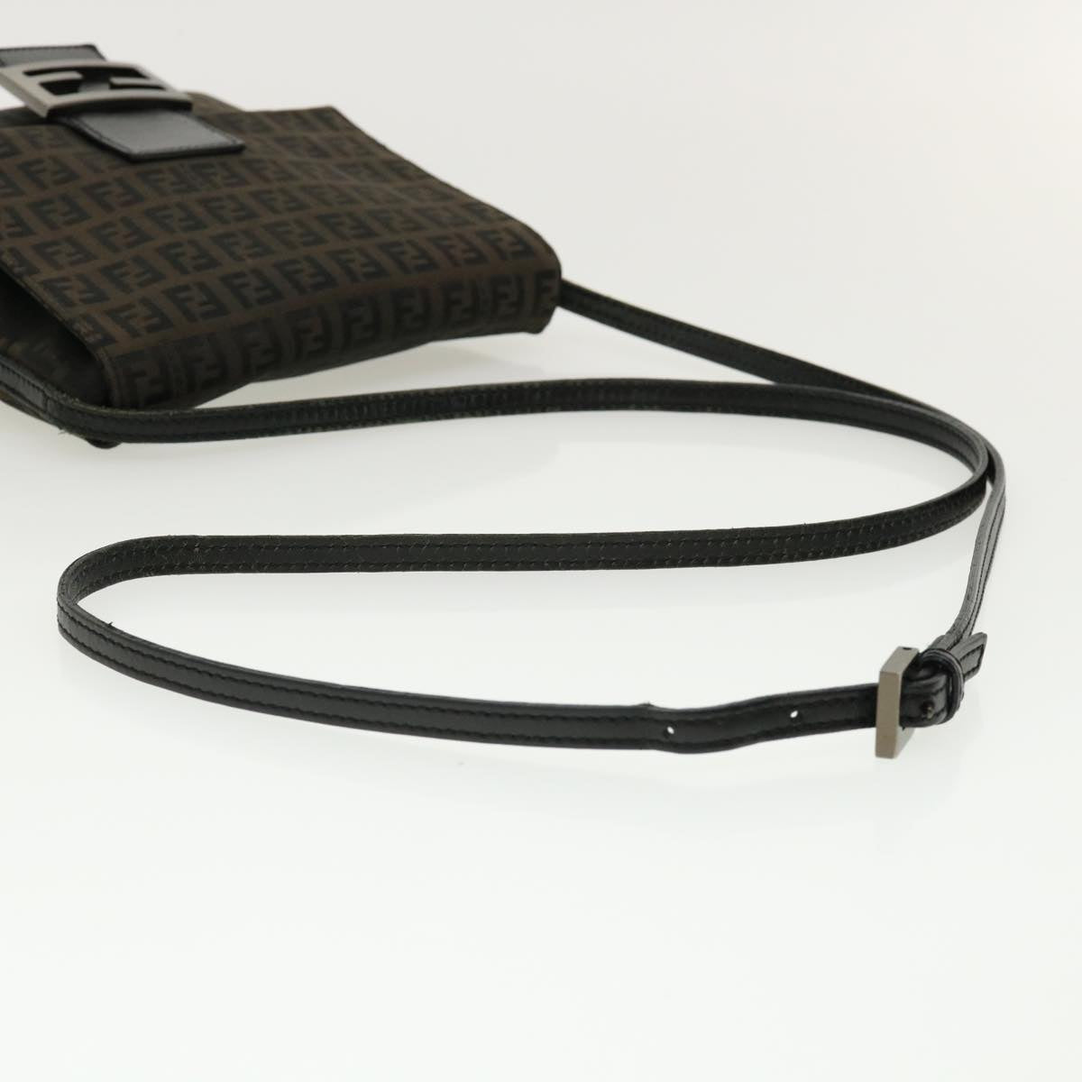 FENDI Zucchino Canvas Shoulder Bag Brown rd2894