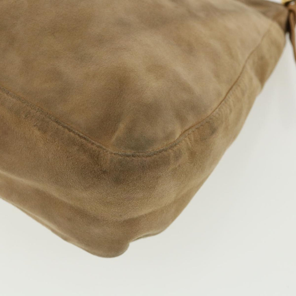 FENDI Mamma Baguette Shoulder Bag Suede Leather Brown rd2986