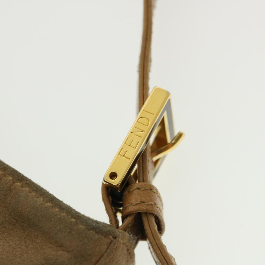 FENDI Mamma Baguette Shoulder Bag Suede Leather Brown rd2986