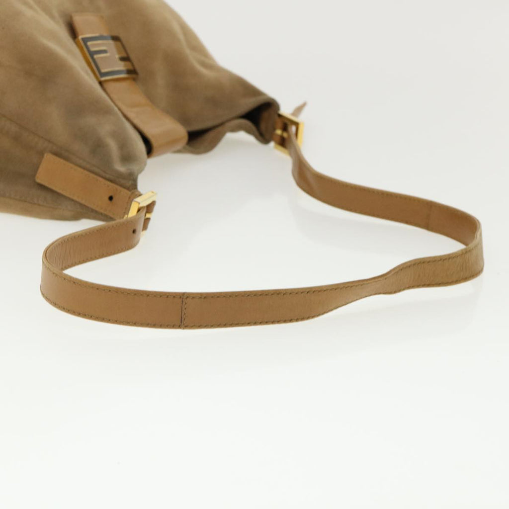 FENDI Mamma Baguette Shoulder Bag Suede Leather Brown rd2986