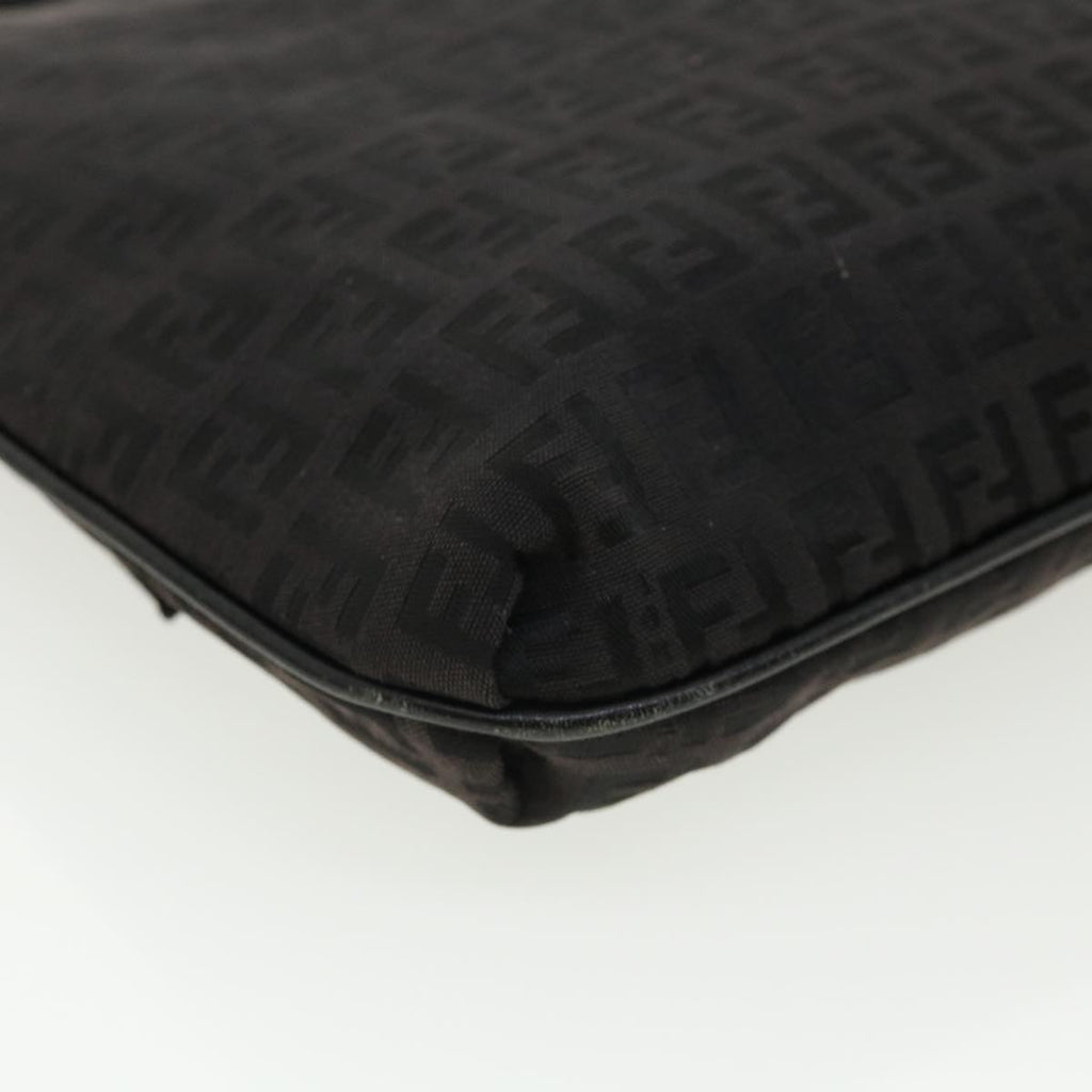 FENDI Zucchino Canvas Mamma Baguette Shoulder Bag Nylon Black rd3006