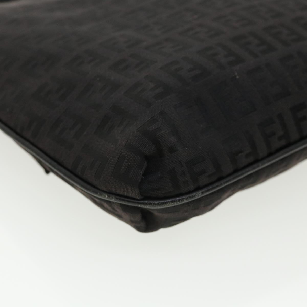 FENDI Zucchino Canvas Mamma Baguette Shoulder Bag Nylon Black rd3006