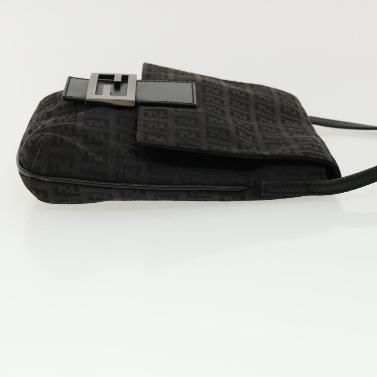 FENDI Zucchino Canvas Mamma Baguette Shoulder Bag Nylon Black rd3006