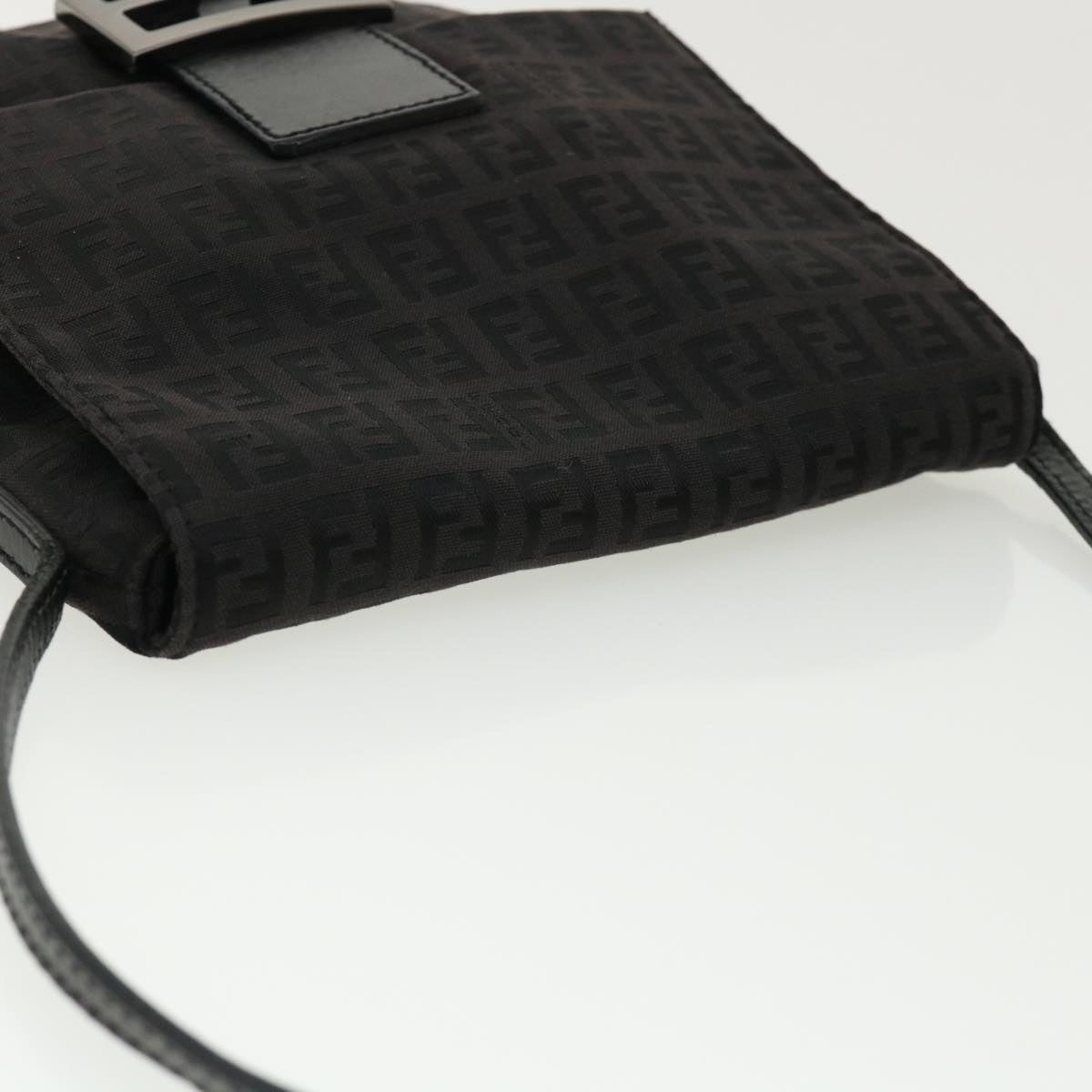 FENDI Zucchino Canvas Mamma Baguette Shoulder Bag Nylon Black rd3006