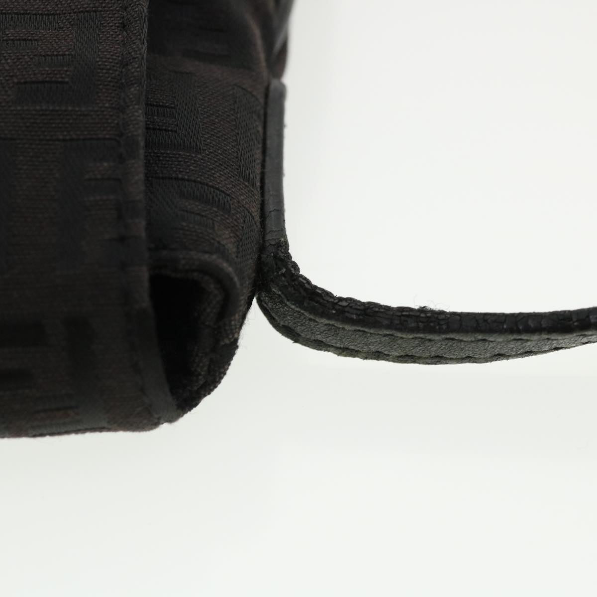 FENDI Zucchino Canvas Mamma Baguette Shoulder Bag Nylon Black rd3006
