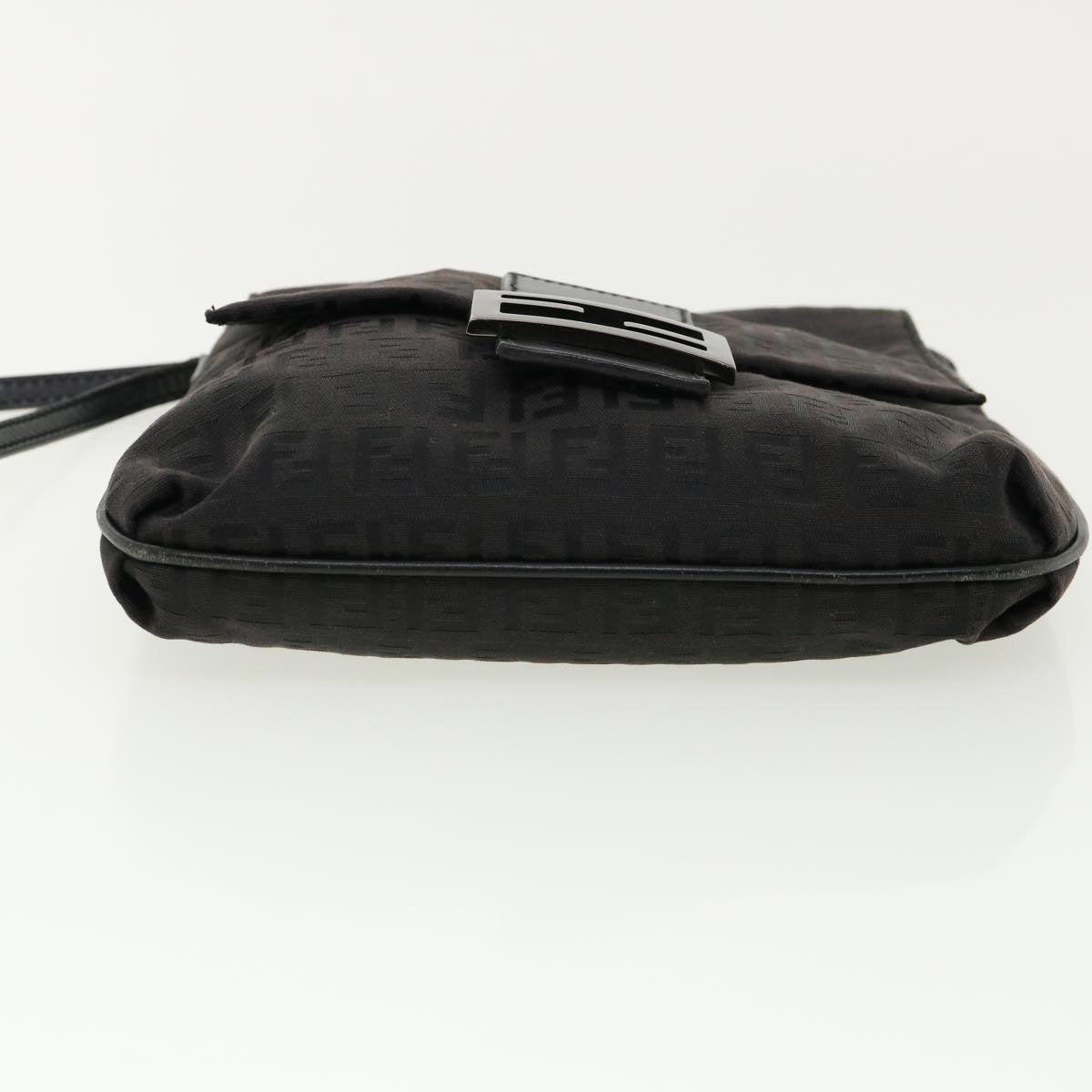 FENDI Zucchino Canvas Mamma Baguette Shoulder Bag Nylon Black rd3006