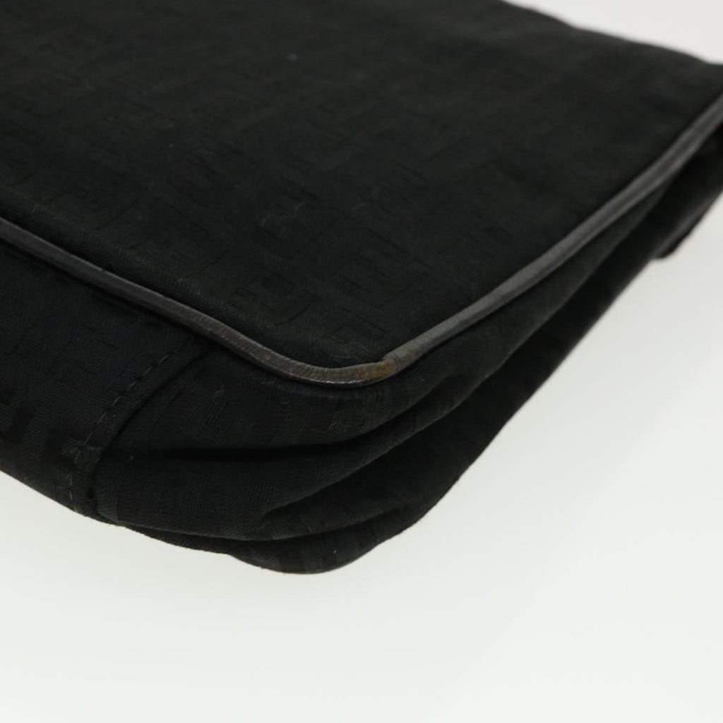 FENDI Zucchino Canvas Shoulder Bag Black rd3030