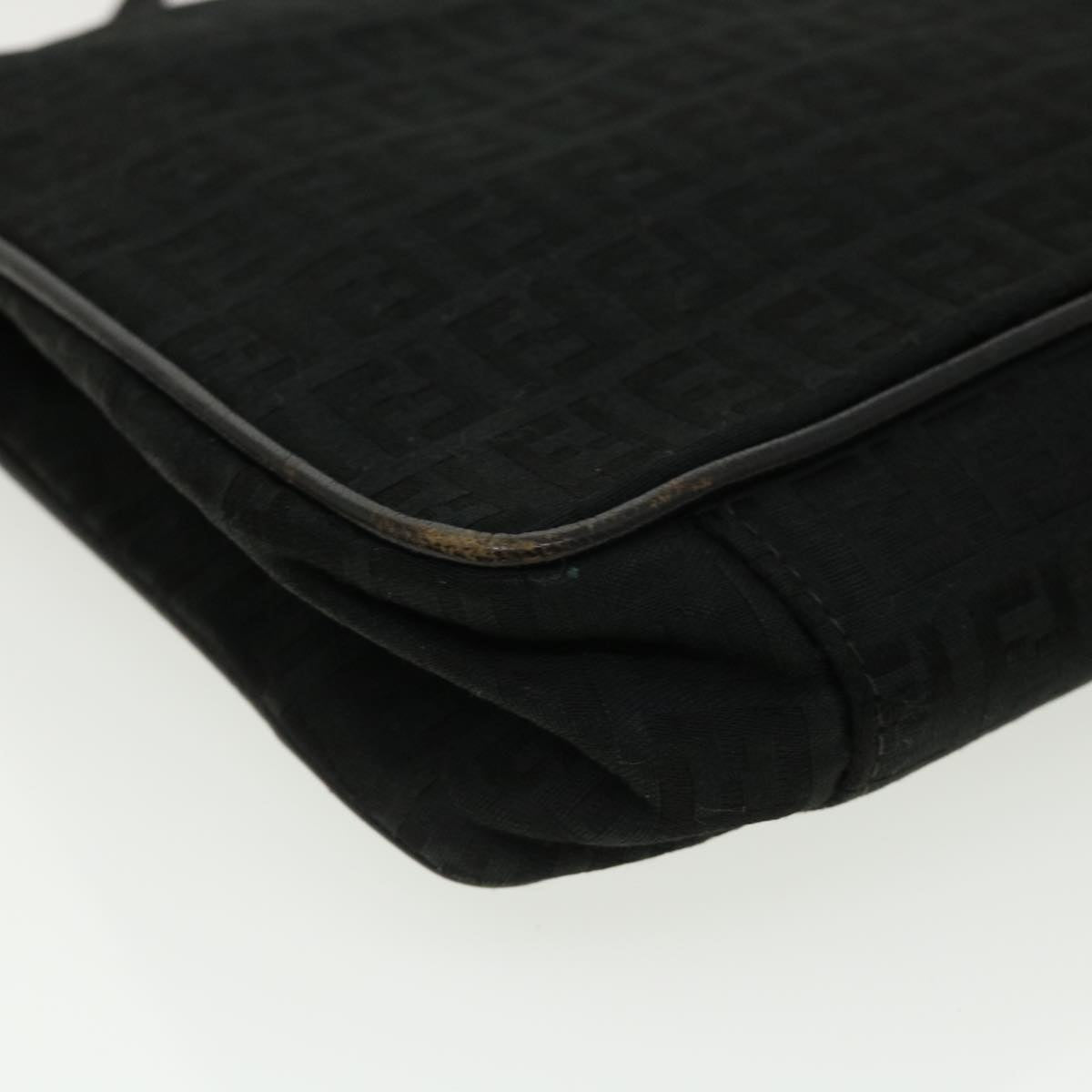 FENDI Zucchino Canvas Shoulder Bag Black rd3030