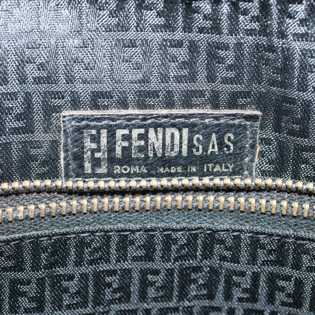 FENDI Zucchino Canvas Shoulder Bag Black rd3030