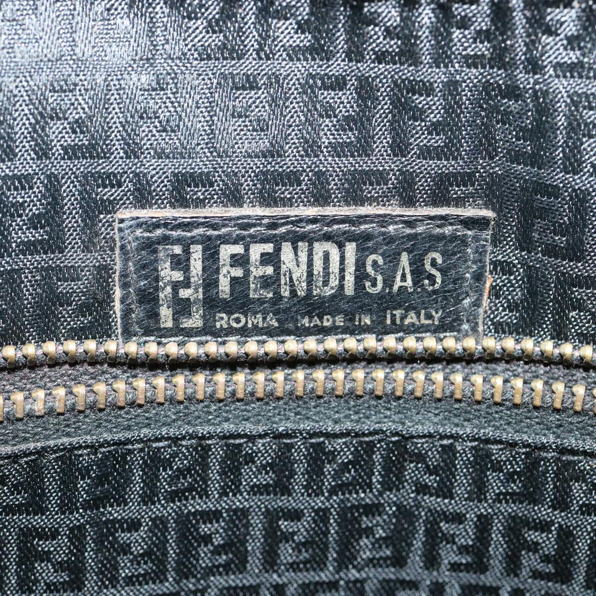 FENDI Zucchino Canvas Shoulder Bag Black rd3030