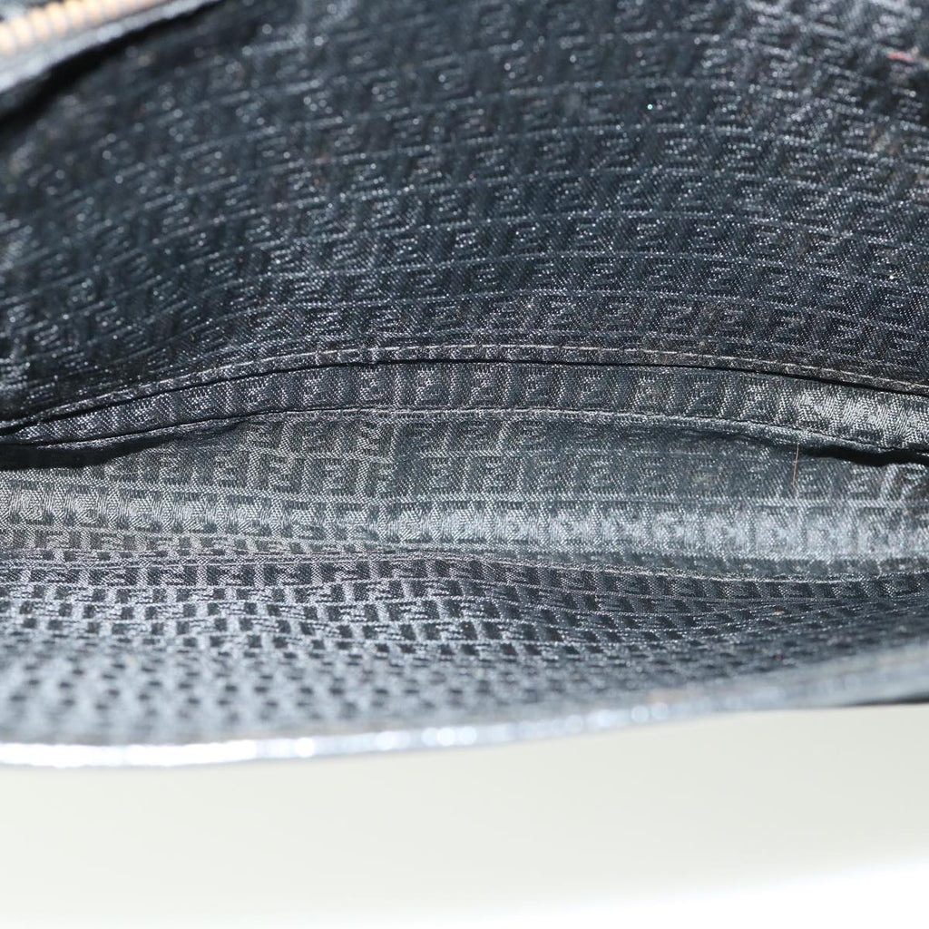 FENDI Zucchino Canvas Shoulder Bag Black rd3030