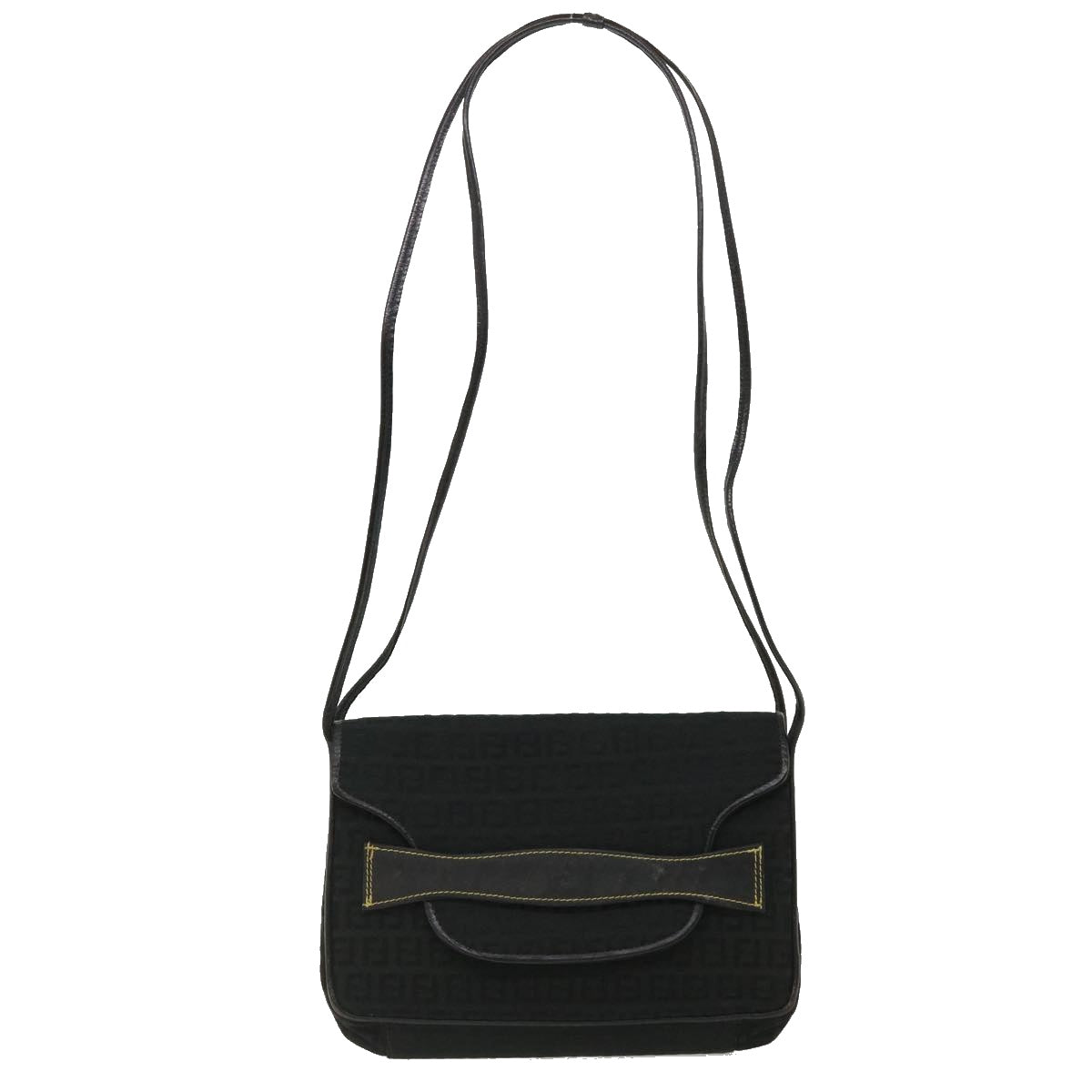 FENDI Zucchino Canvas Shoulder Bag Black rd3030