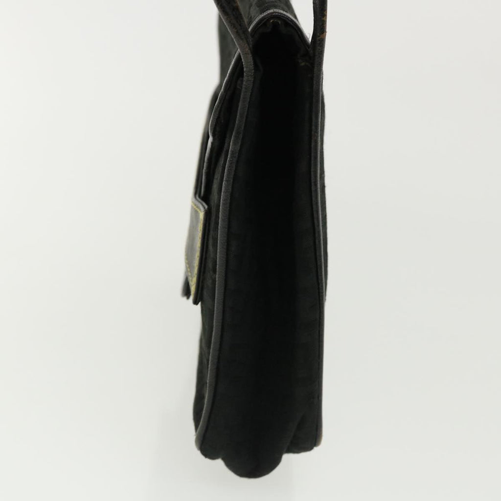 FENDI Zucchino Canvas Shoulder Bag Black rd3030