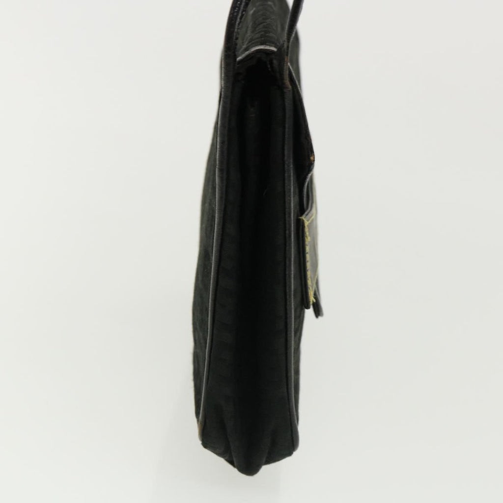 FENDI Zucchino Canvas Shoulder Bag Black rd3030