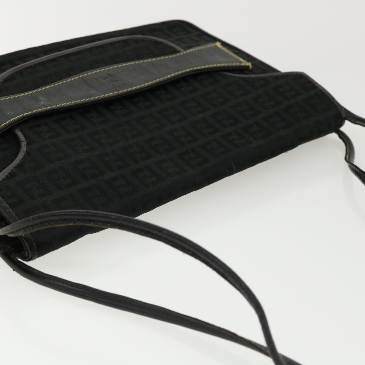 FENDI Zucchino Canvas Shoulder Bag Black rd3030