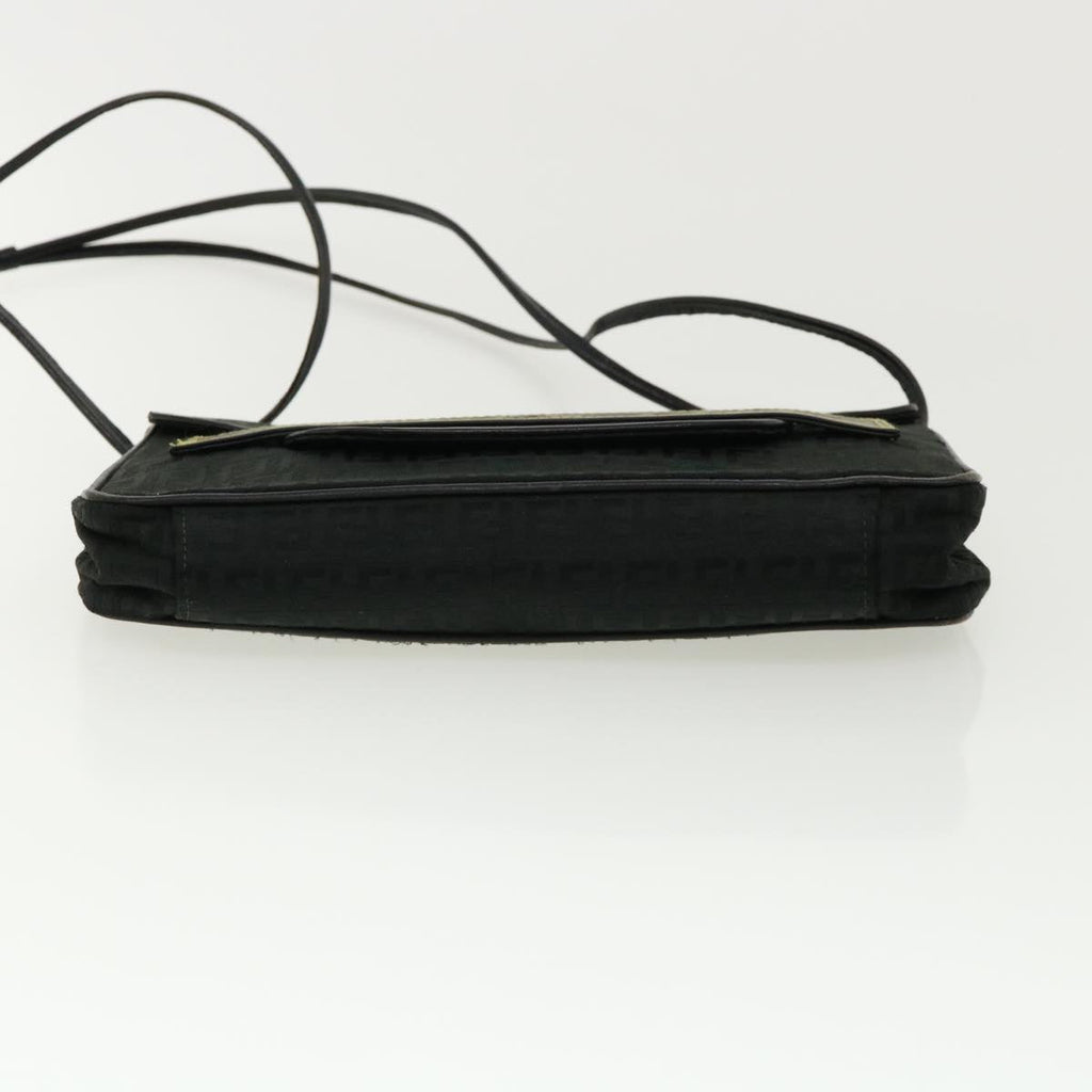 FENDI Zucchino Canvas Shoulder Bag Black rd3030