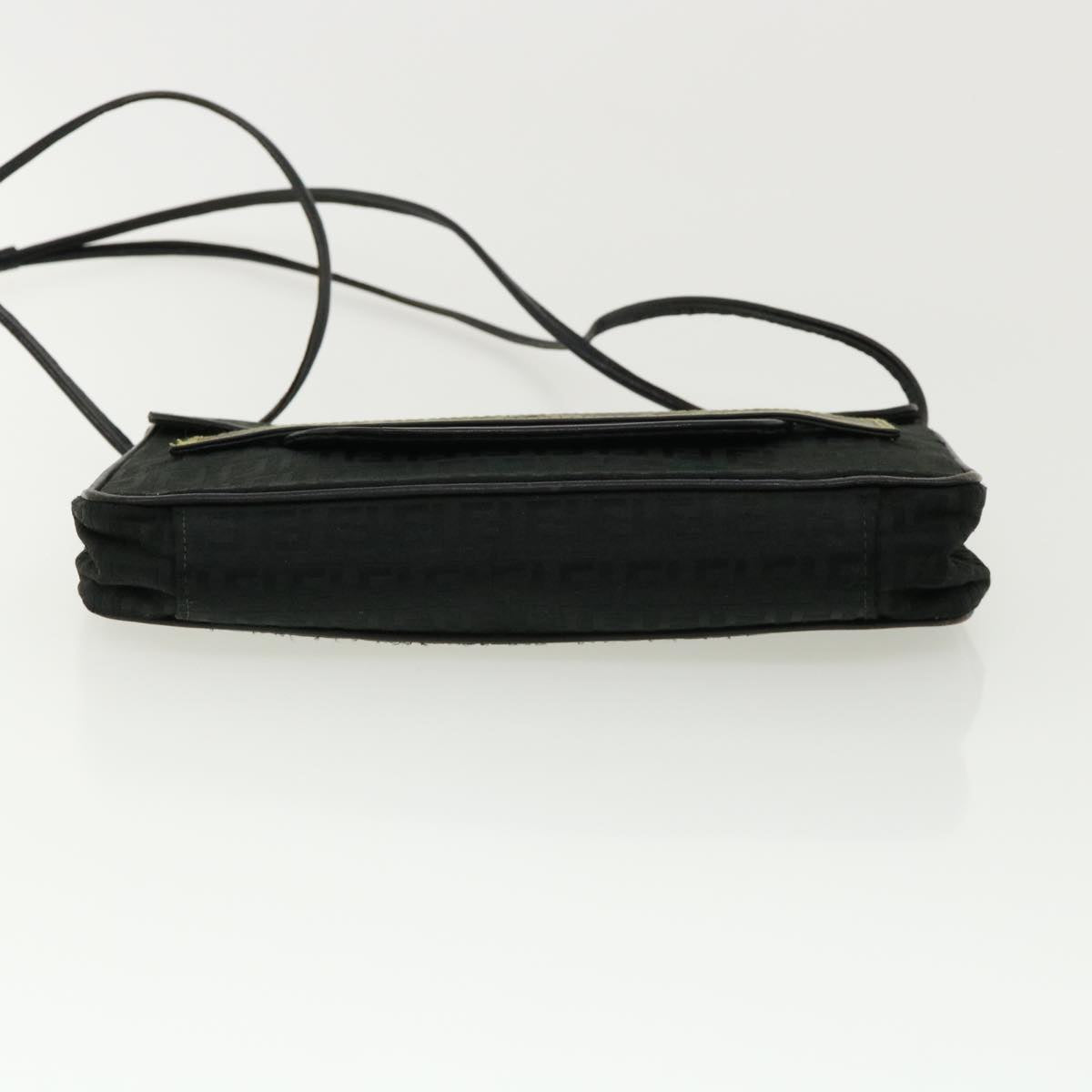 FENDI Zucchino Canvas Shoulder Bag Black rd3030