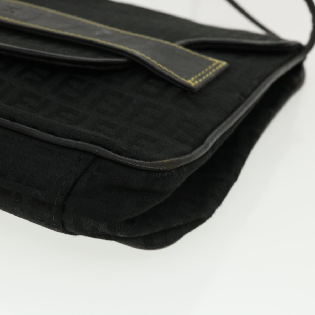 FENDI Zucchino Canvas Shoulder Bag Black rd3030