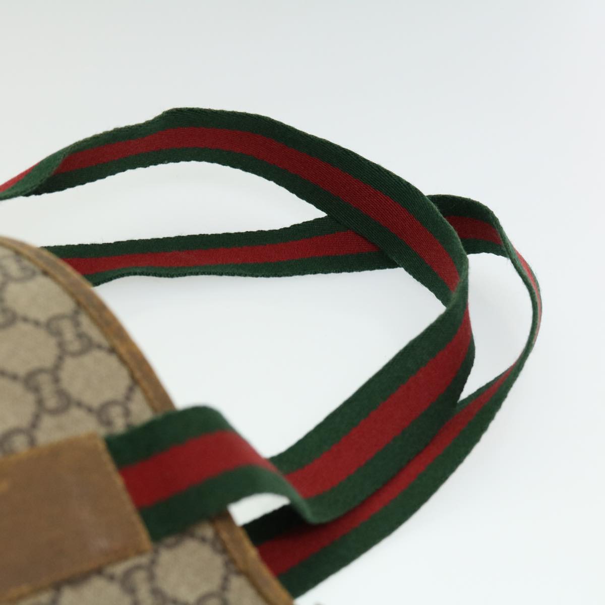 GUCCI GG Plus Canvas Tote Bag PVC Leather Beige rd3380