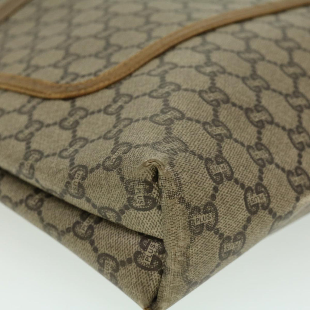 GUCCI GG Plus Canvas Tote Bag PVC Leather Beige rd3380