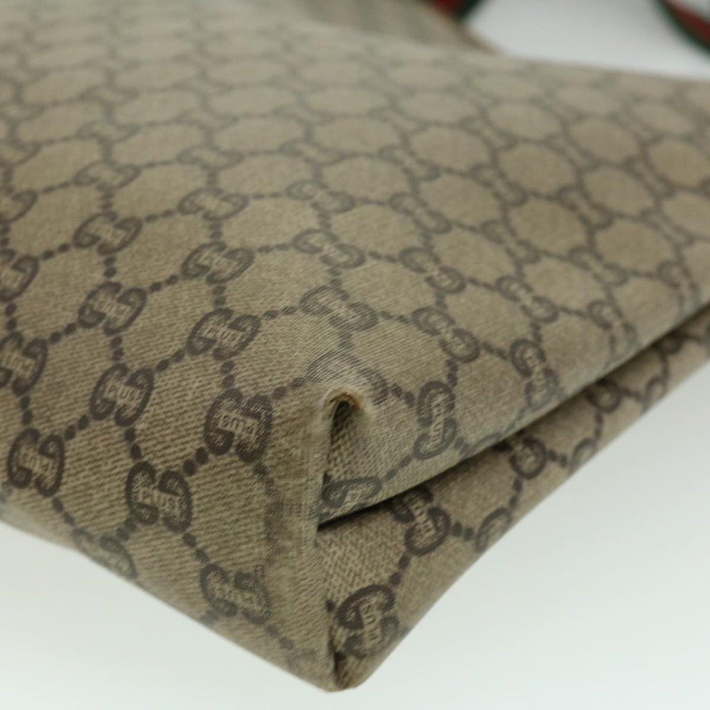 GUCCI GG Plus Canvas Tote Bag PVC Leather Beige rd3380
