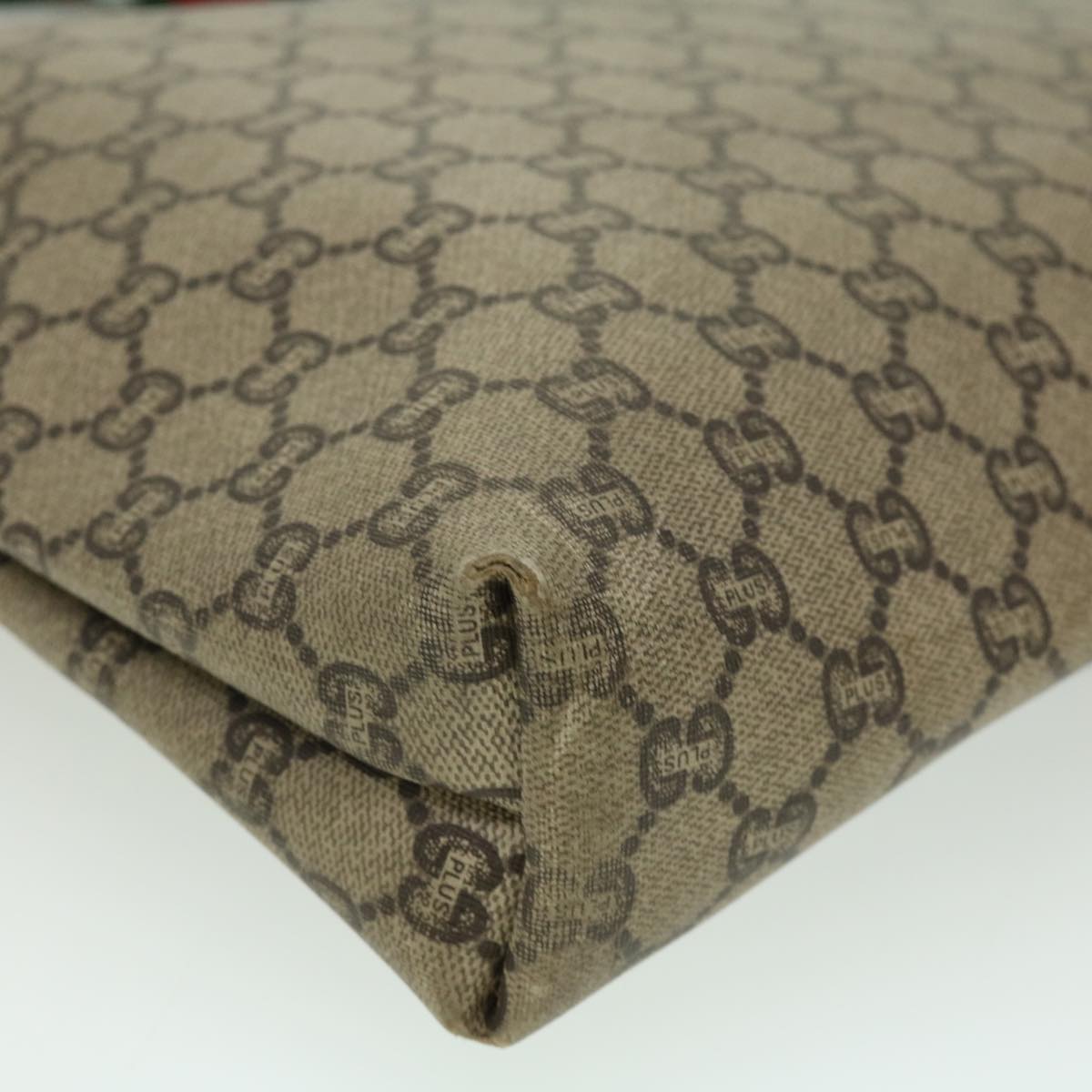 GUCCI GG Plus Canvas Tote Bag PVC Leather Beige rd3380