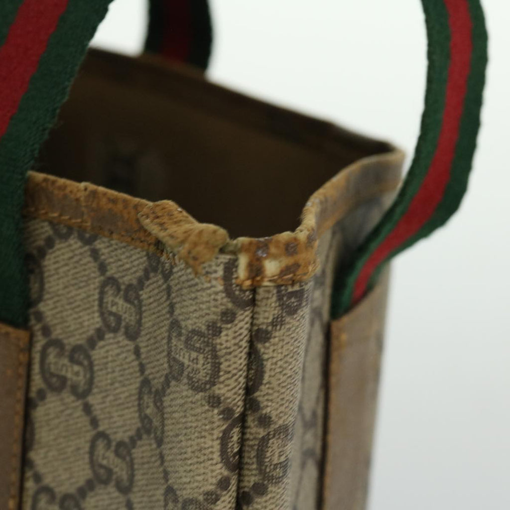GUCCI GG Plus Canvas Tote Bag PVC Leather Beige rd3380