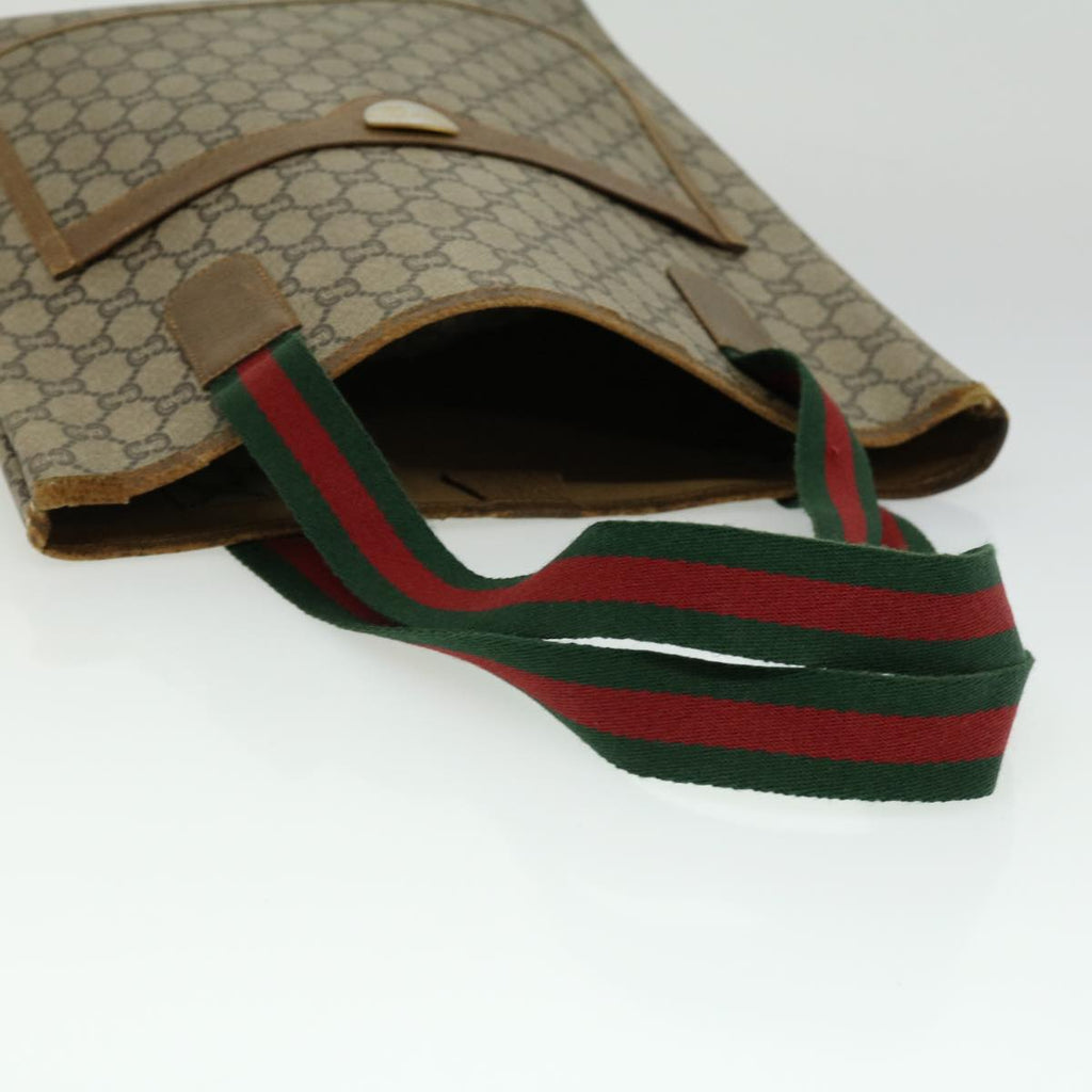 GUCCI GG Plus Canvas Tote Bag PVC Leather Beige rd3380
