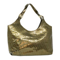 FENDI Zucchino Canvas Shoulder Bag Gold rd3399