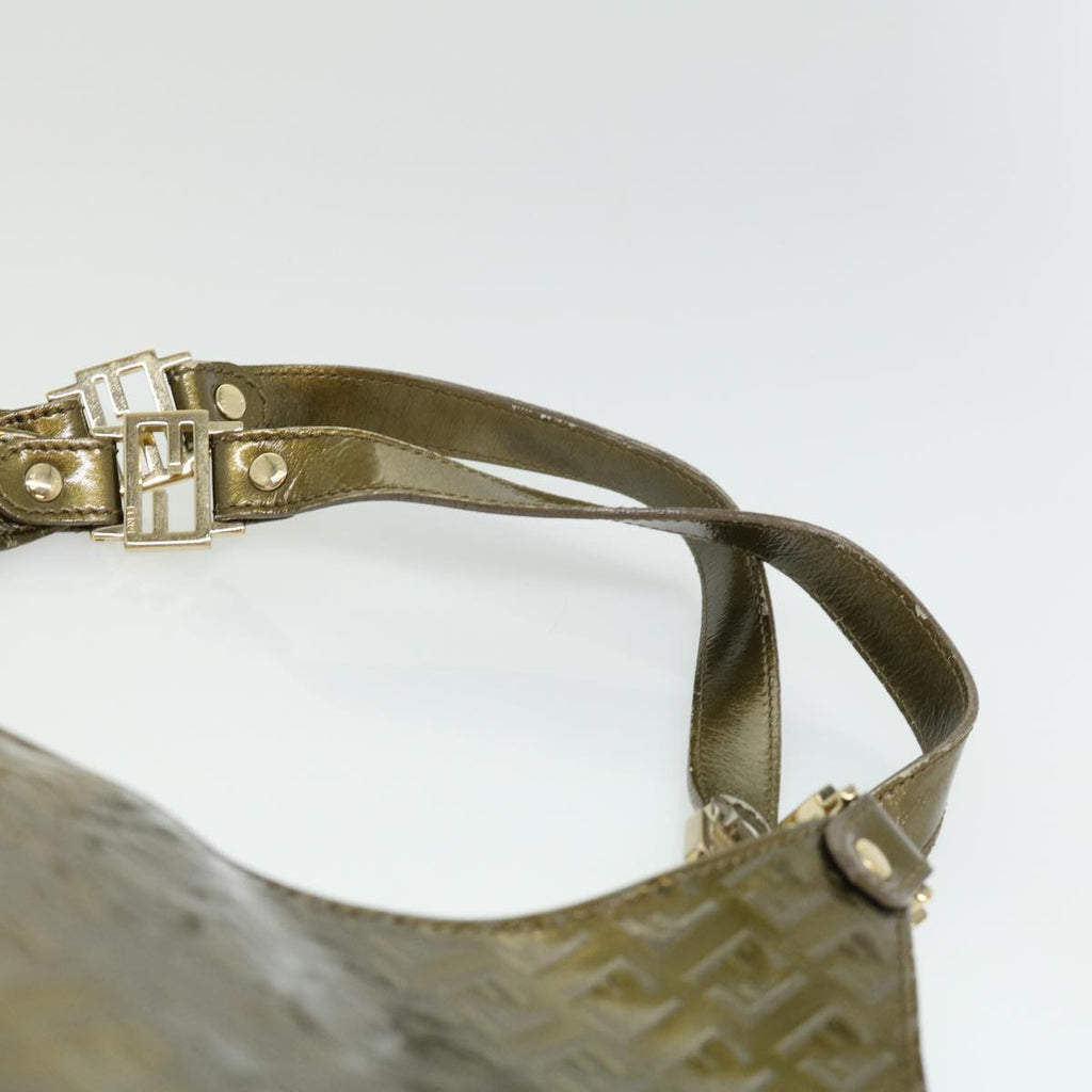 FENDI Zucchino Canvas Shoulder Bag Gold rd3399