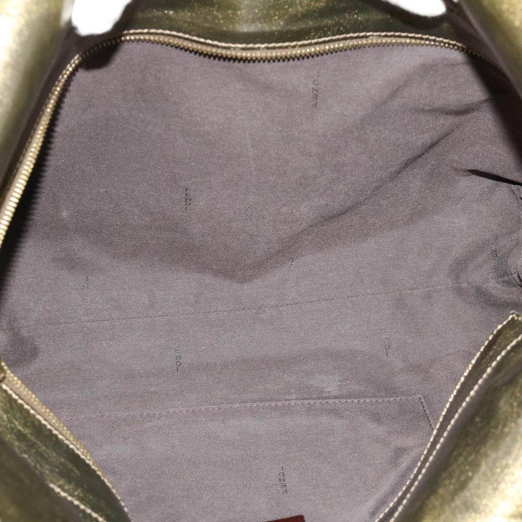 FENDI Zucchino Canvas Shoulder Bag Gold rd3399