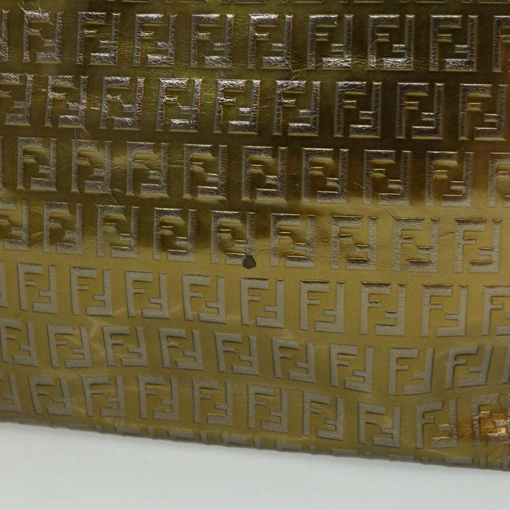 FENDI Zucchino Canvas Shoulder Bag Gold rd3399