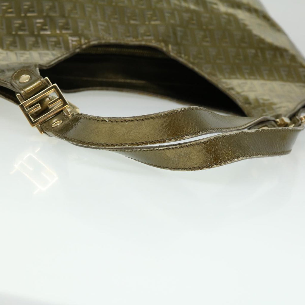 FENDI Zucchino Canvas Shoulder Bag Gold rd3399