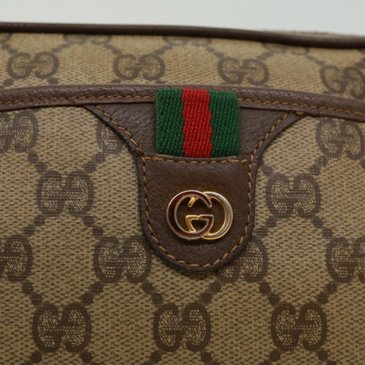 GUCCI GG Canvas Web Sherry Line Shoulder Bag Beige Red Green rd3519