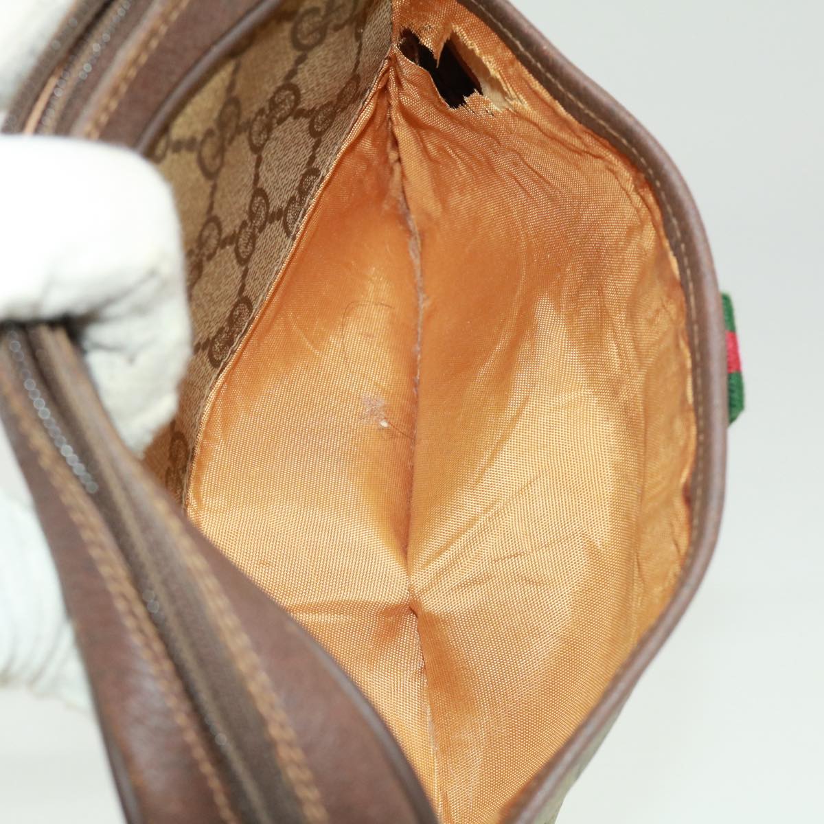 GUCCI GG Canvas Web Sherry Line Shoulder Bag Beige Red Green rd3519