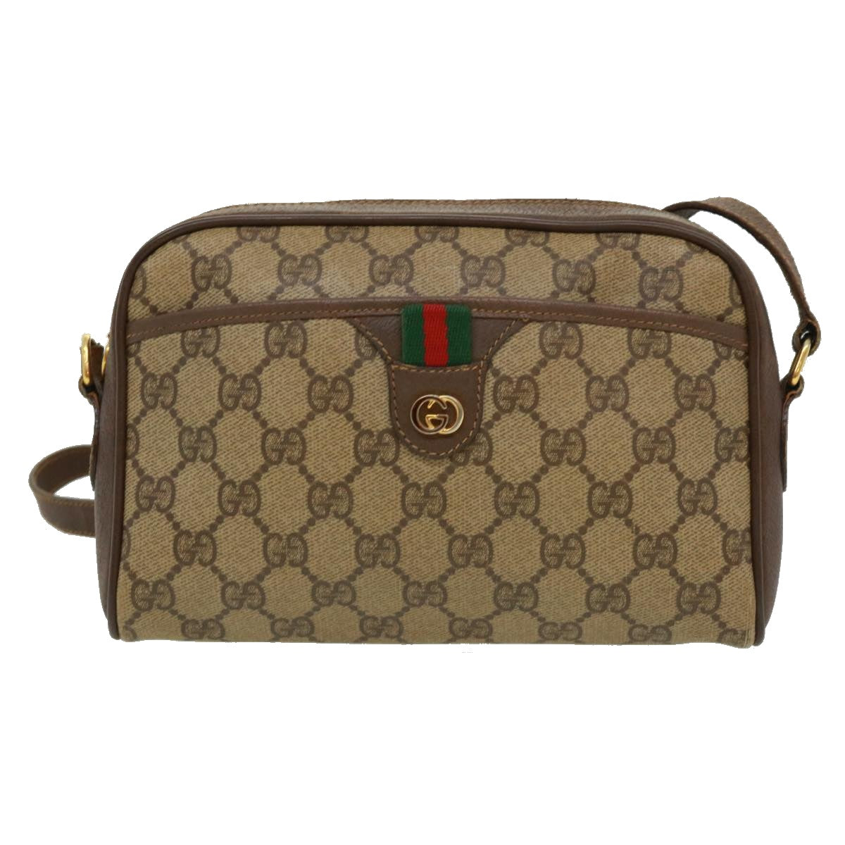 GUCCI GG Canvas Web Sherry Line Shoulder Bag Beige Red Green rd3519