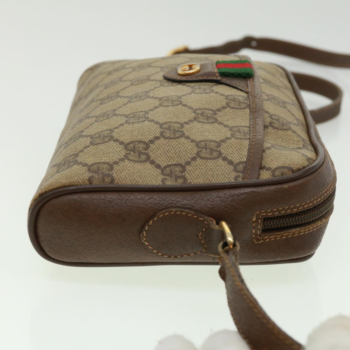GUCCI GG Canvas Web Sherry Line Shoulder Bag Beige Red Green rd3519
