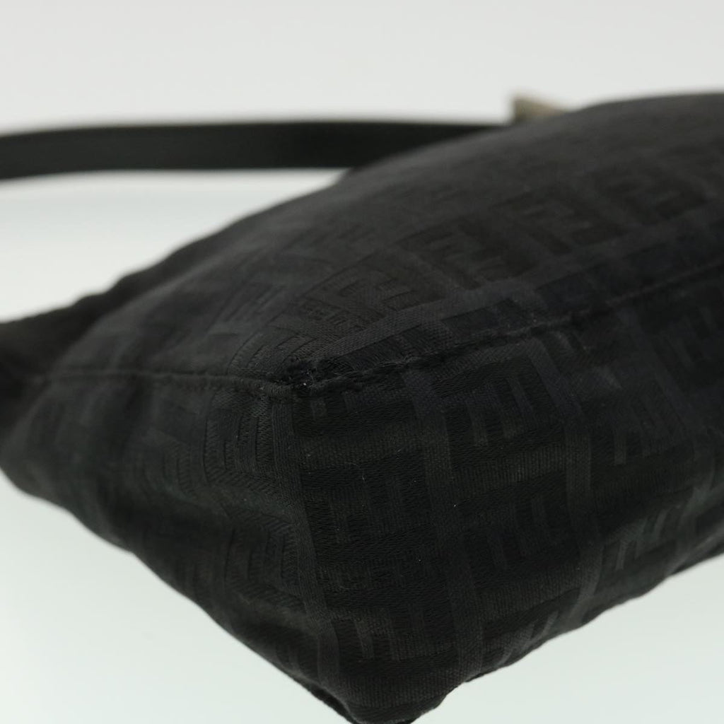 FENDI Zucchino Canvas Shoulder Bag Black rd3664