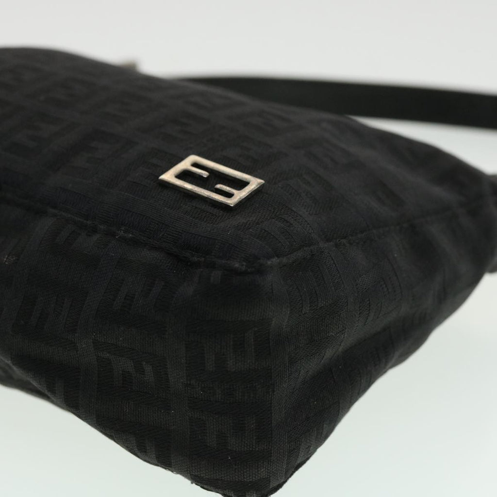 FENDI Zucchino Canvas Shoulder Bag Black rd3664