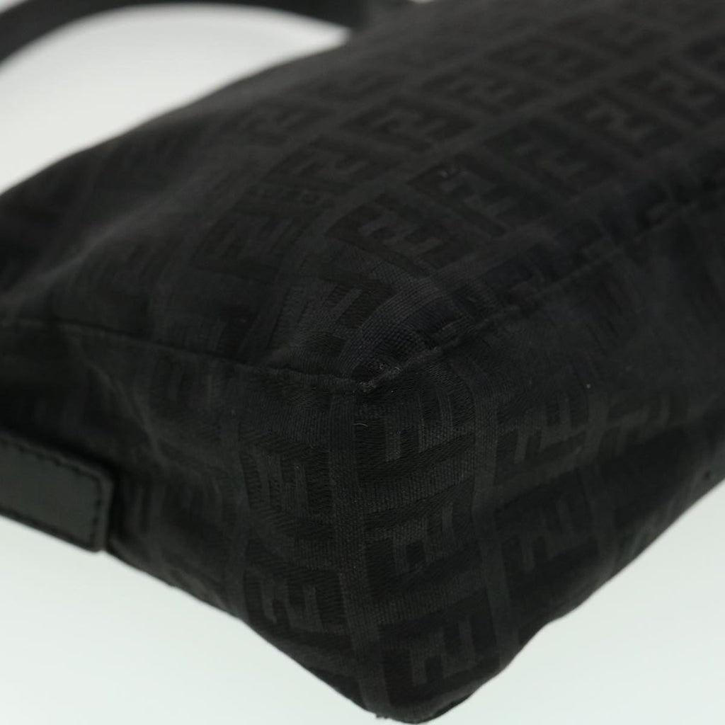 FENDI Zucchino Canvas Shoulder Bag Black rd3664