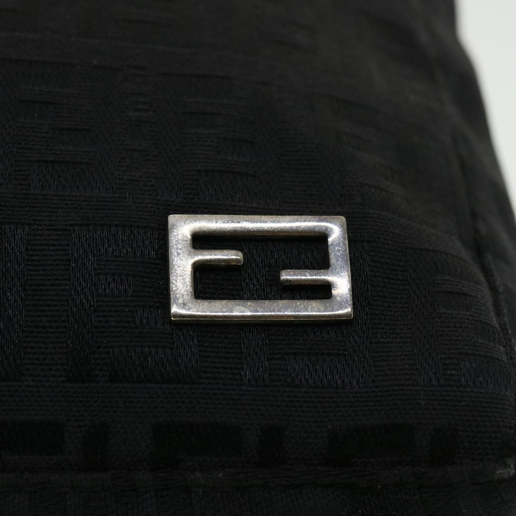 FENDI Zucchino Canvas Shoulder Bag Black rd3664