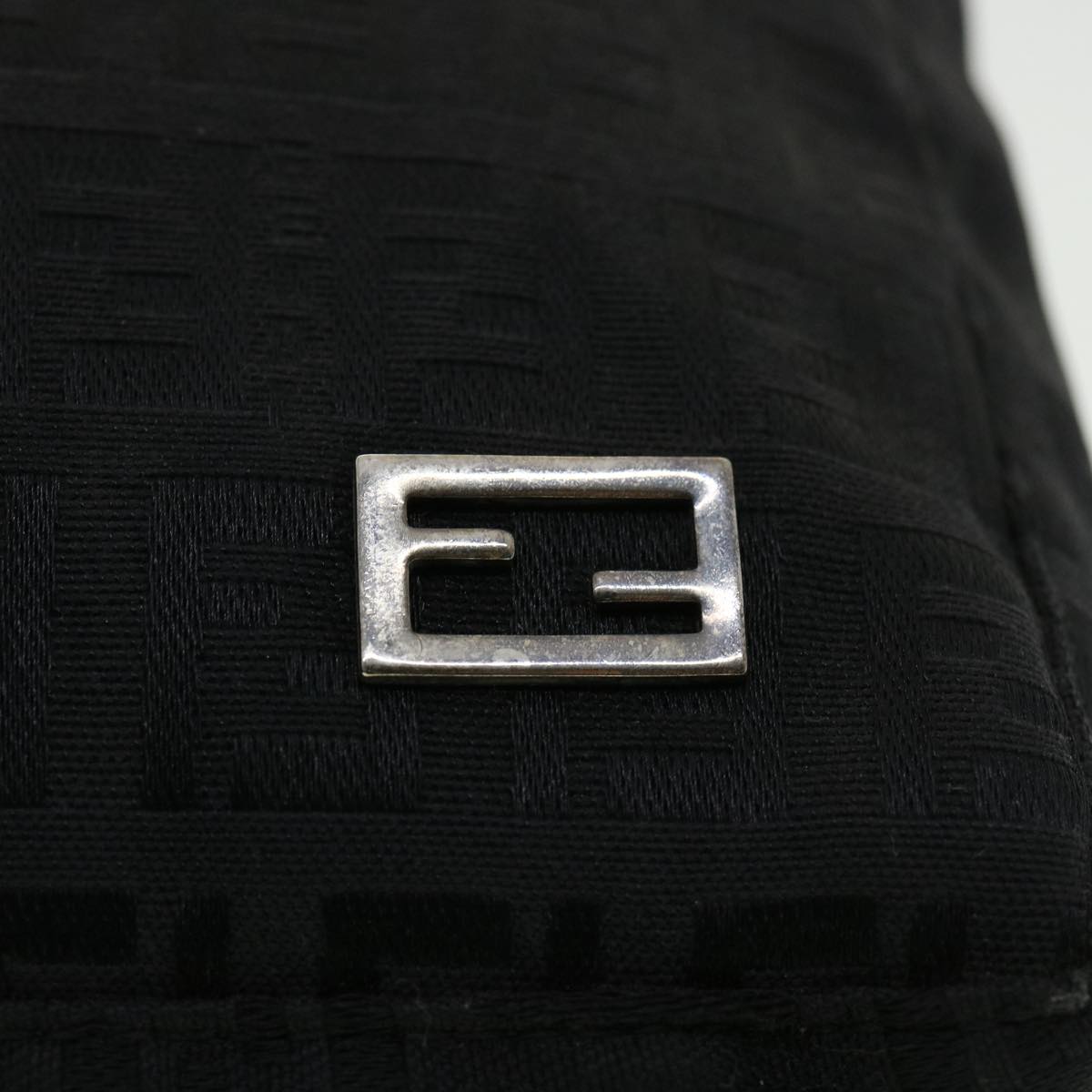 FENDI Zucchino Canvas Shoulder Bag Black rd3664