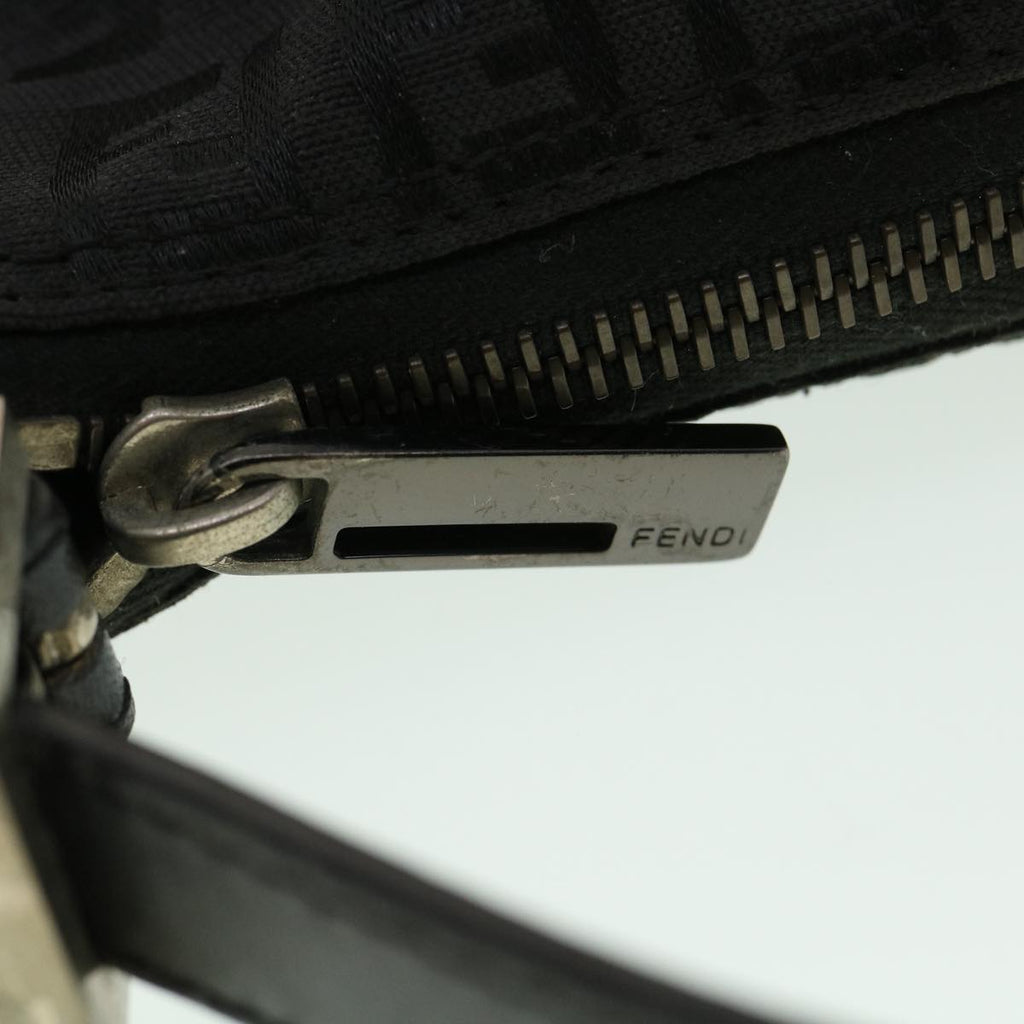 FENDI Zucchino Canvas Shoulder Bag Black rd3664