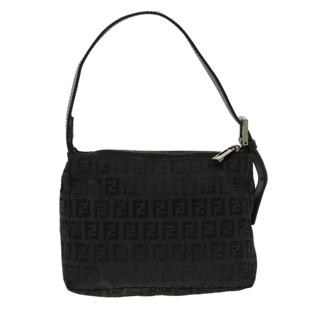 FENDI Zucchino Canvas Shoulder Bag Black rd3664
