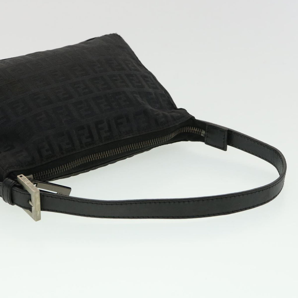 FENDI Zucchino Canvas Shoulder Bag Black rd3664