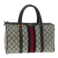GUCCI GG Canvas Sherry Line Boston Bag PVC Leather Gray Red Navy rd3671