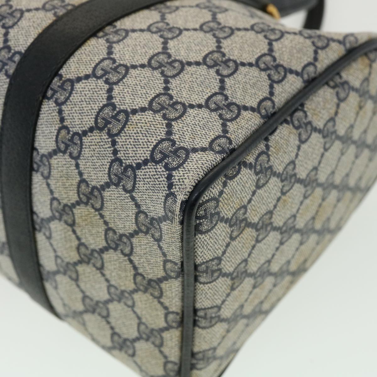 GUCCI GG Canvas Sherry Line Boston Bag PVC Leather Gray Red Navy rd3671