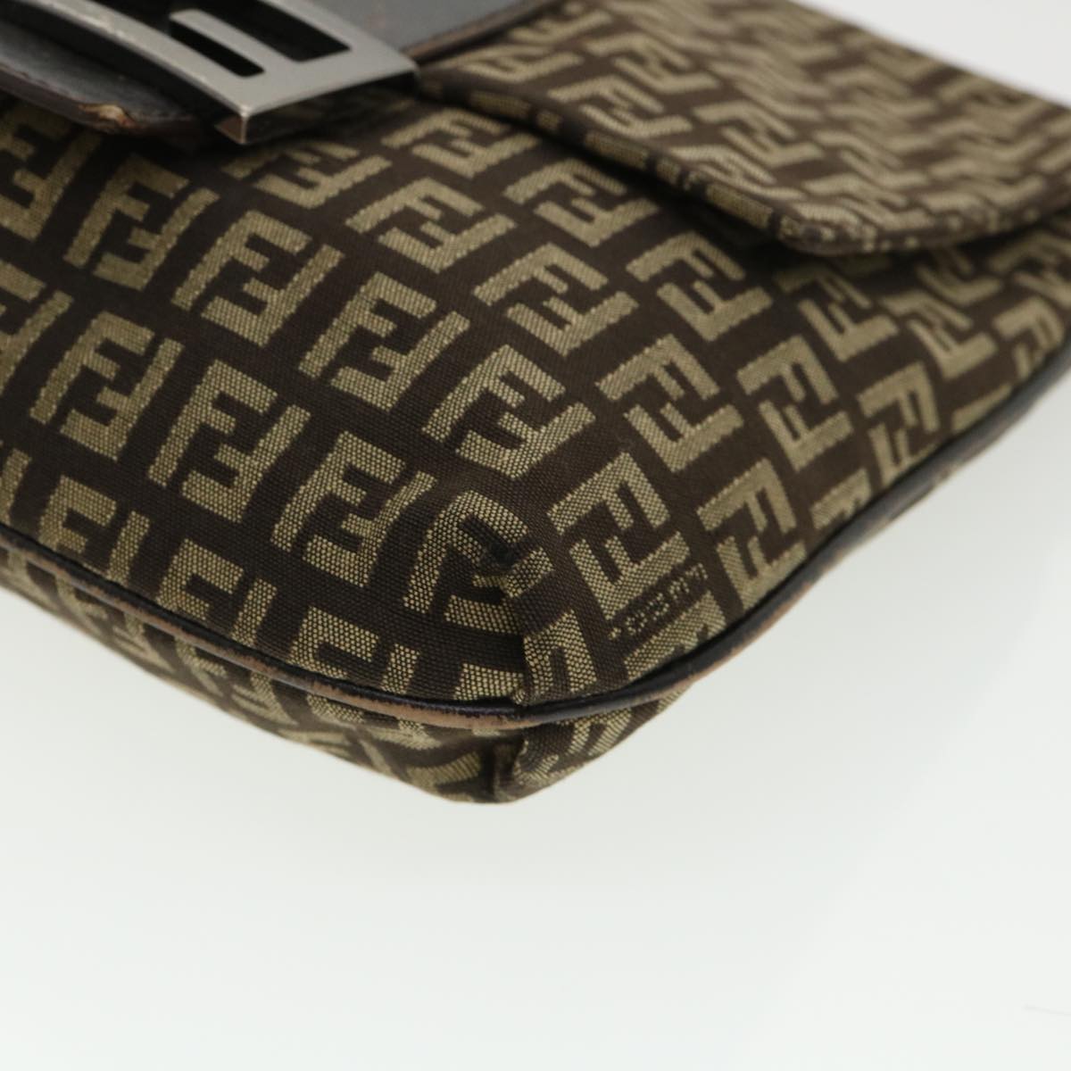FENDI Zucchino Canvas Shoulder Bag Brown rd3817