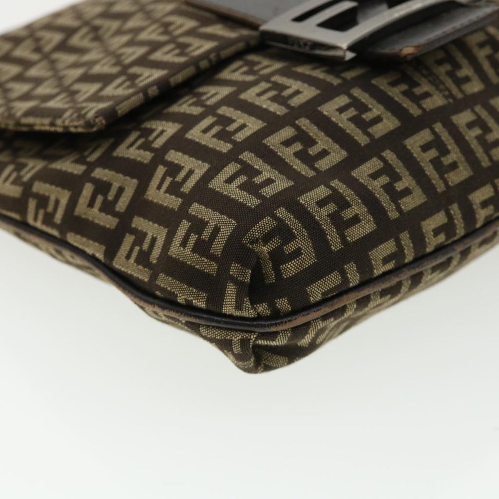FENDI Zucchino Canvas Shoulder Bag Brown rd3817